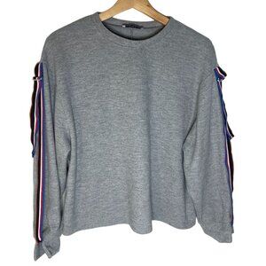 Zara Trafaluc Cropped Sweatshirt Colorful Adjustable Suspender Arm Detail S